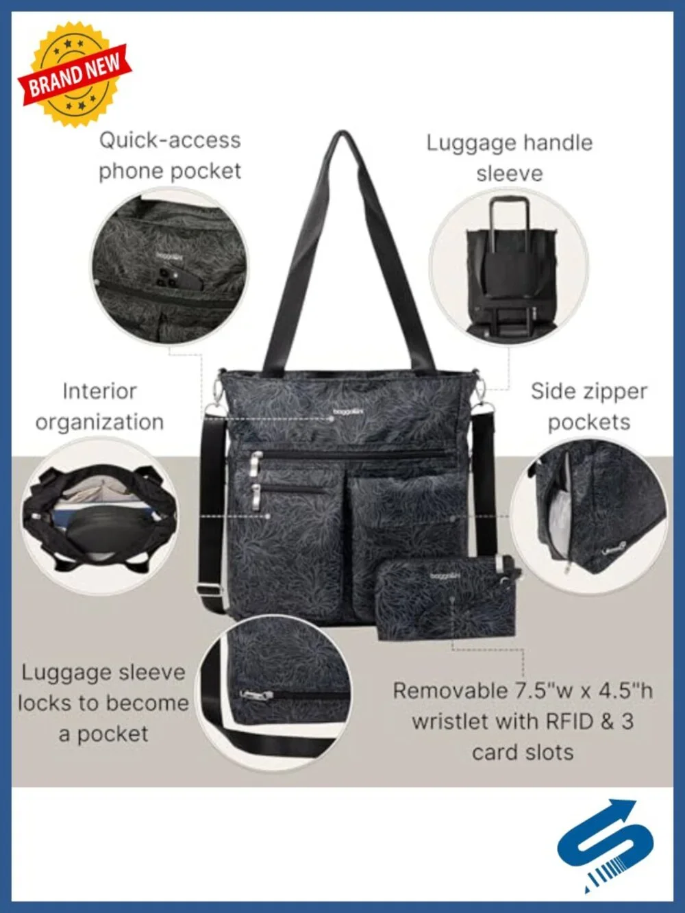 Baggallini Modern Everywhere Tote - 13.1L Lightweight Carry-On Travel Tote with